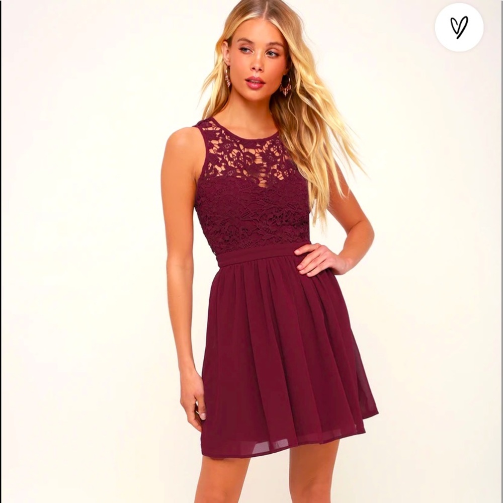 Lulu’s Burgundy Lace Skater Dress